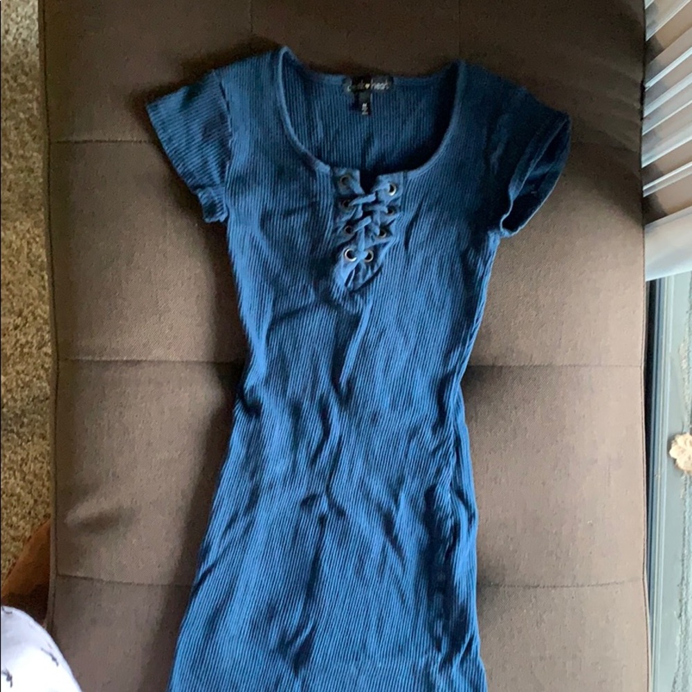 Blue Ribbed Dress